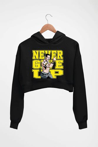 John Cena WWE Crop HOODIE FOR WOMEN-Black-Ektarfa.online