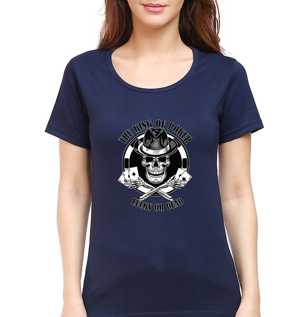 Poker T-Shirt for Women-XS(32 Inches)-Navy Blue-Ektarfa.online