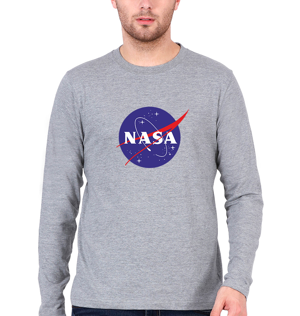 Nasa Full Sleeves T-Shirt for Men-Grey Melange-Ektarfa.online