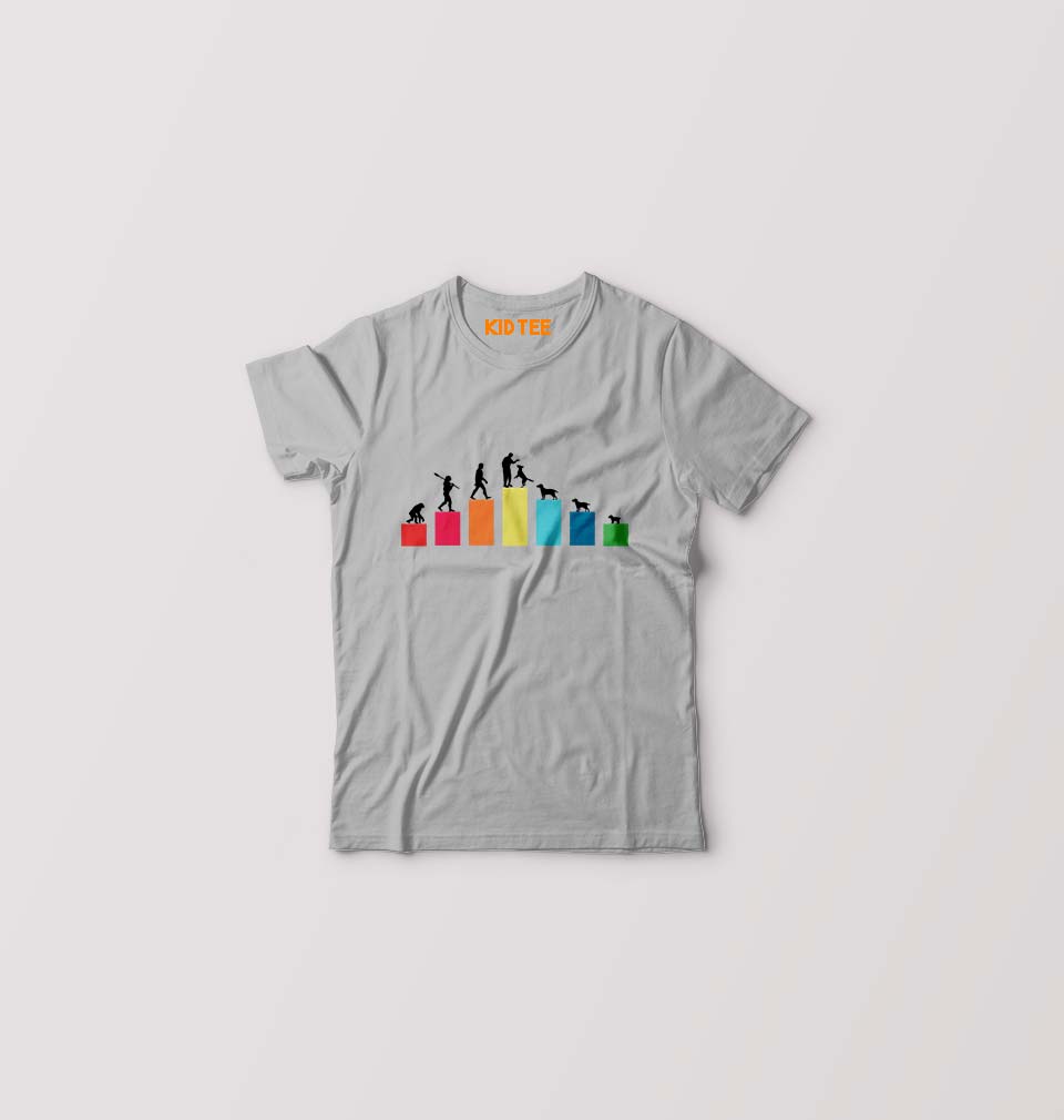 Dog Evolution Kids T-Shirt for Boy/Girl-Grey-Ektarfa.online