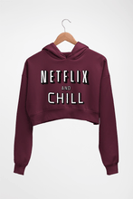 Load image into Gallery viewer, Netflix and chill Crop HOODIE FOR WOMEN-Maroon-Ektarfa.online

