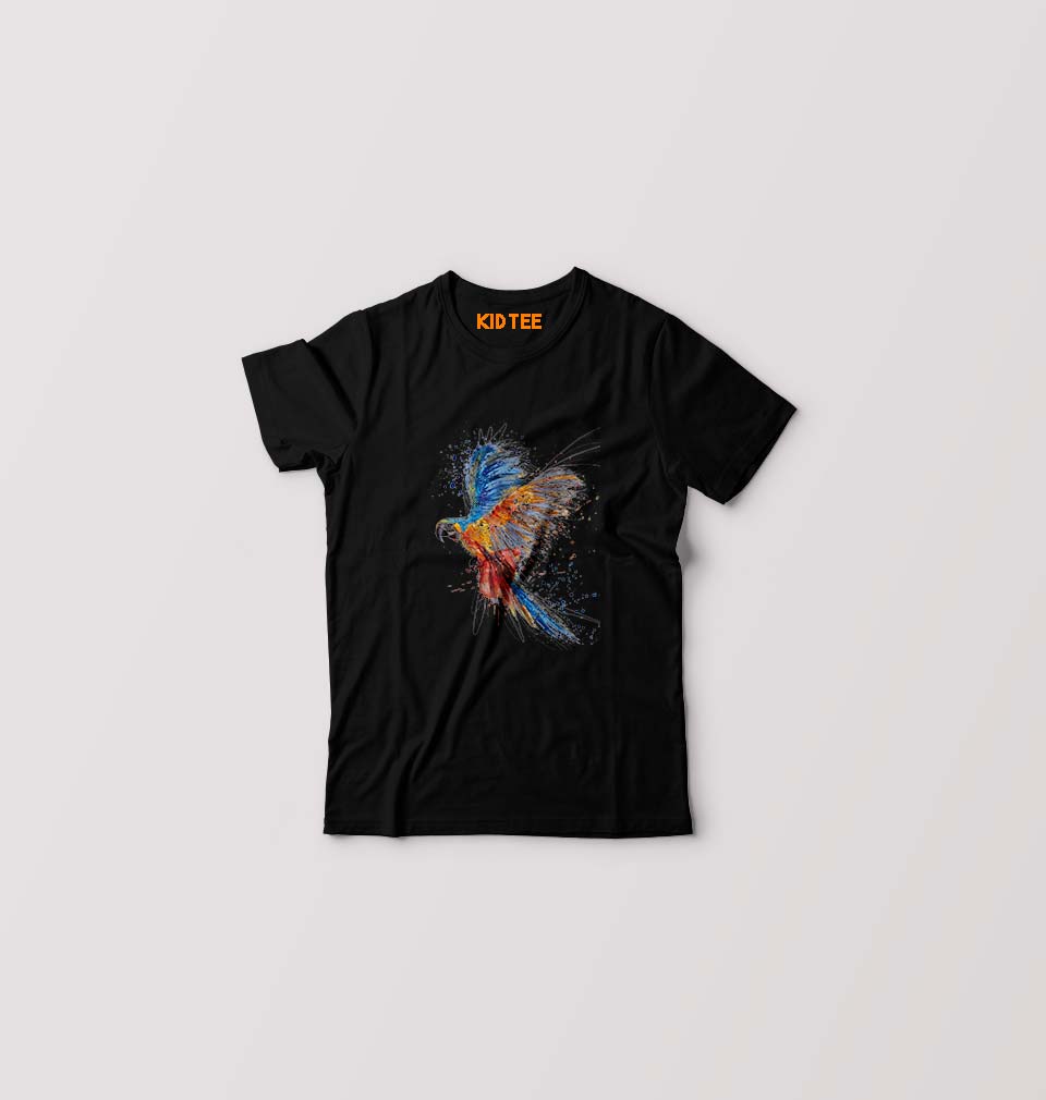 Parrot Kids T-Shirt for Boy/Girl-Black-Ektarfa.online