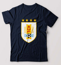 Load image into Gallery viewer, Uruguay Football T-Shirt for Men-S(38 Inches)-Navy Blue-Ektarfa.online
