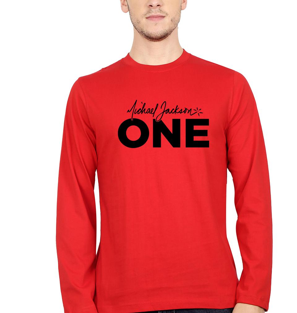 Michael Jackson Full Sleeves T-Shirt for Men-S(38 Inches)-Red-Ektarfa.online