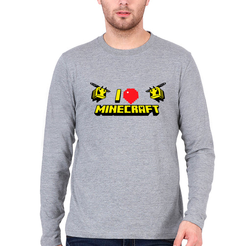 Love Minecraft Full Sleeves T-Shirt for Men-Grey-Ektarfa.online