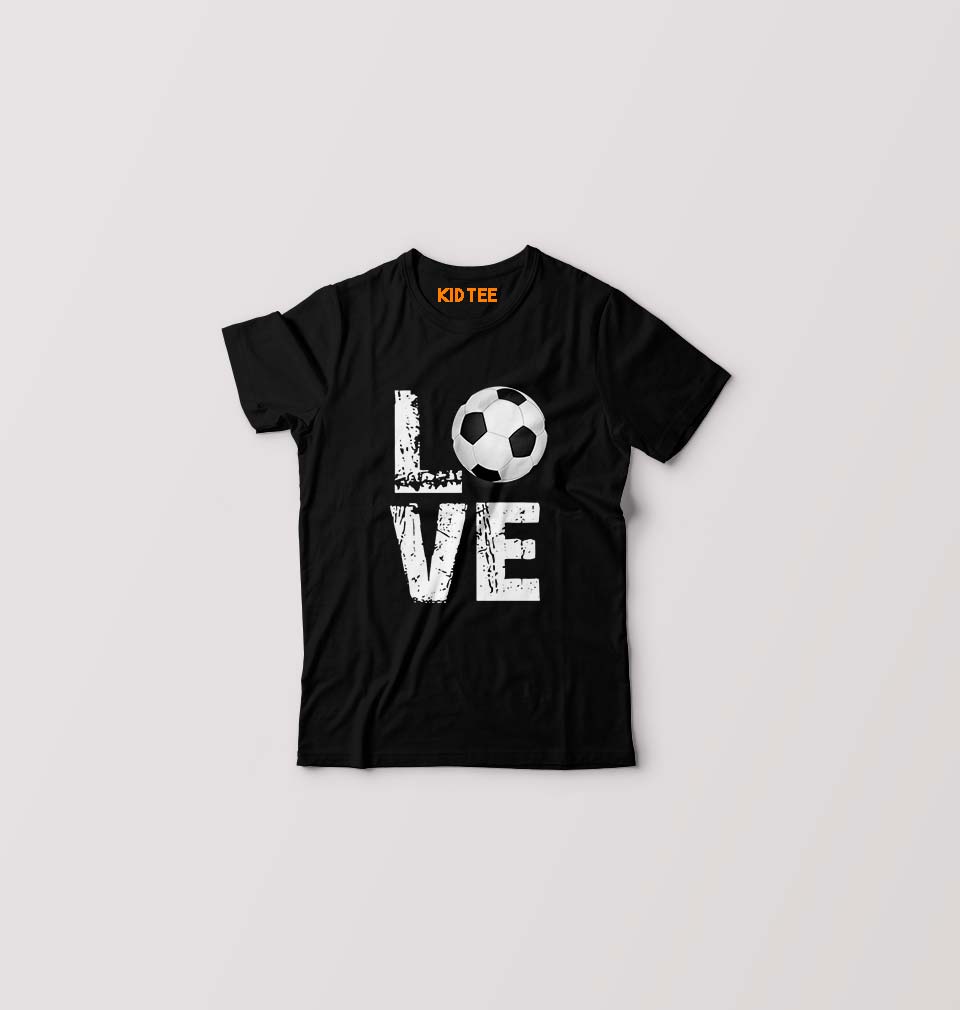 Love Football Kids T-Shirt for Boy/Girl-0-1 Year(20 Inches)-Black-Ektarfa.online