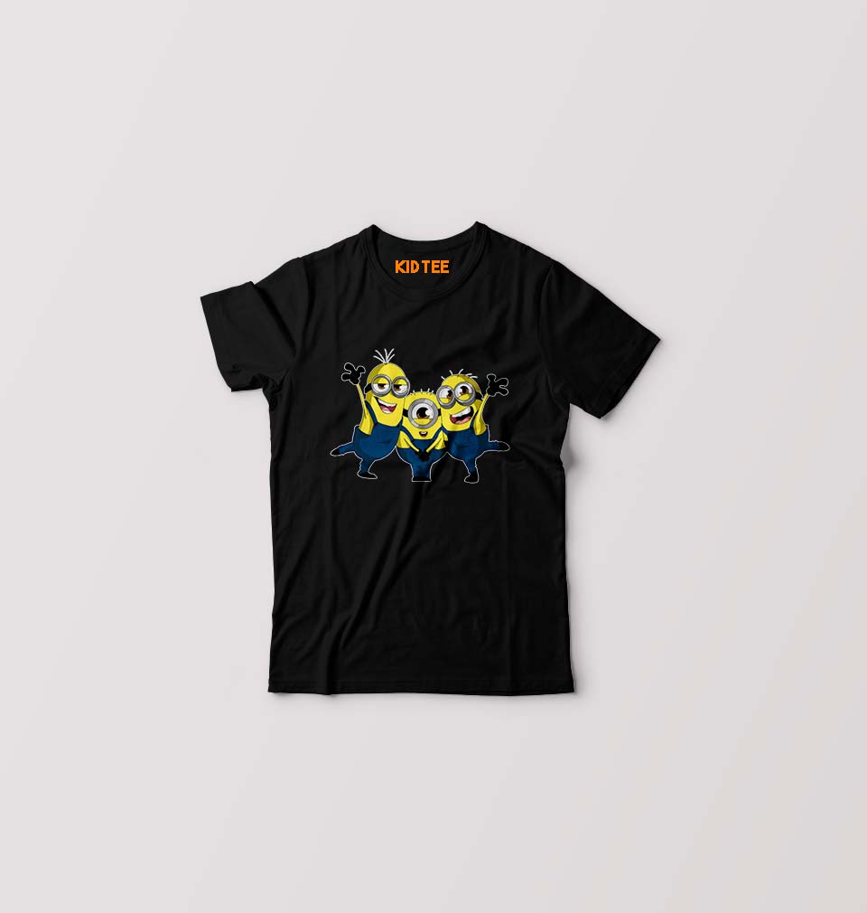 Minion Hurrey Kids T-Shirt for Boy/Girl-Black-Ektarfa.online