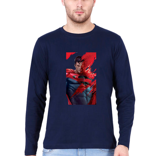 Superman Superhero Dad Full Sleeves T-Shirt for Men-Navy Blue-Ektarfa.online