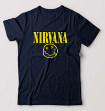 Load image into Gallery viewer, Nirvana T-Shirt for Men-S(38 Inches)-Navy Blue-Ektarfa.online
