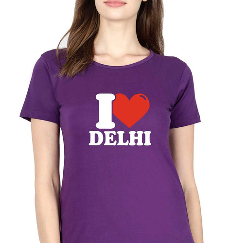 I Love Delhi T-Shirt for Women-Purple-Ektarfa.online