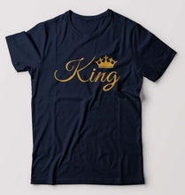 Load image into Gallery viewer, King T-Shirt for Men-S(38 Inches)-Navy Blue-Ektarfa.online
