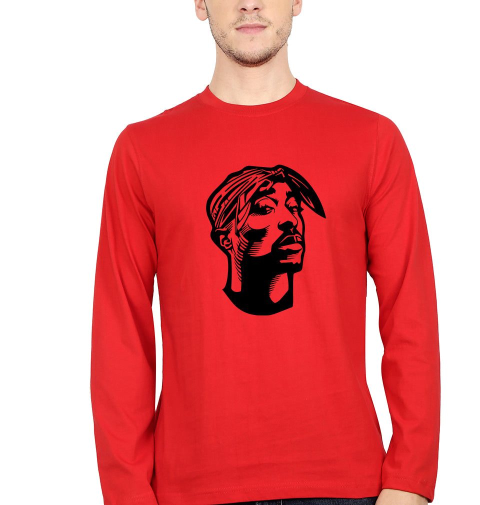 Tupac 2Pac Full Sleeves T-Shirt for Men-S(38 Inches)-Red-Ektarfa.online