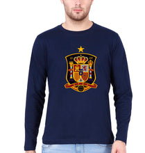 Load image into Gallery viewer, Spain Football Full Sleeves T-Shirt for Men-S(38 Inches)-Navy Blue-Ektarfa.online
