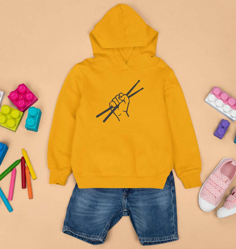 Drummer Kids Hoodie for Boy/Girl-Mustard Yellow-Ektarfa.online