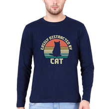 Load image into Gallery viewer, Cat Full Sleeves T-Shirt for Men-S(38 Inches)-Navy Blue-Ektarfa.online
