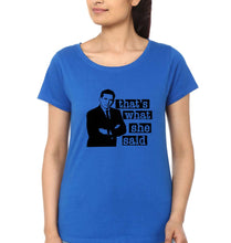 Load image into Gallery viewer, Michael Scott That&#39;s What She Said T-Shirt for Women-Royal Blue-Ektarfa.online
