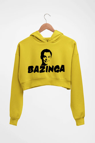 Sheldon Cooper Bazinga Crop HOODIE FOR WOMEN-Mustard Yellow-Ektarfa.online