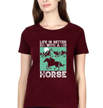 Load image into Gallery viewer, Horse Riding T-Shirt for Women-Maroon-Ektarfa.online
