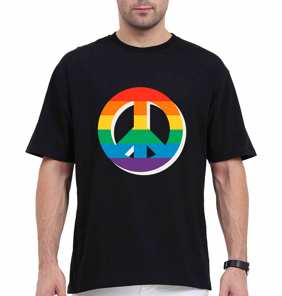Peace Pride Oversized T-Shirt for Men-Black-Ektarfa.online