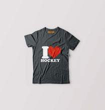 Load image into Gallery viewer, I Love Hockey Kids T-Shirt for Boy/Girl-Steal Grey-Ektarfa.online
