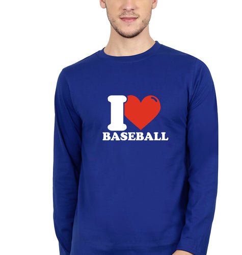 I Love Baseball T Full Sleeves T-Shirt for Men-Royal Blue-Ektarfa.online