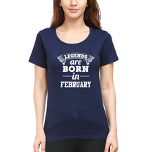 Load image into Gallery viewer, Legends are Born in February T-Shirt for Women-Navy Blue-Ektarfa.online
