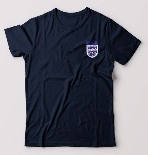 England Football T-Shirt for Men-S(38 Inches)-Navy Blue-Ektarfa.online