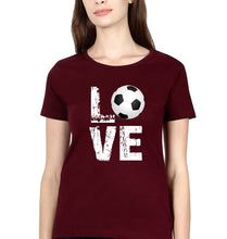 Load image into Gallery viewer, Love Football T-Shirt for Women-XS(32 Inches)-Maroon-Ektarfa.online
