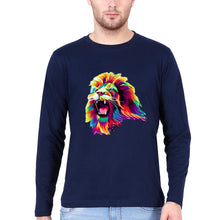 Load image into Gallery viewer, Lion Full Sleeves T-Shirt for Men-Navy Blue-Ektarfa.online
