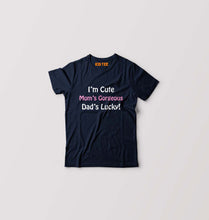 Load image into Gallery viewer, I&#39;m Cute Mom&#39;s Gorgeous Dad&#39;s Lucky Kids T-Shirt for Boy/Girl-Navy Blue-Ektarfa.online
