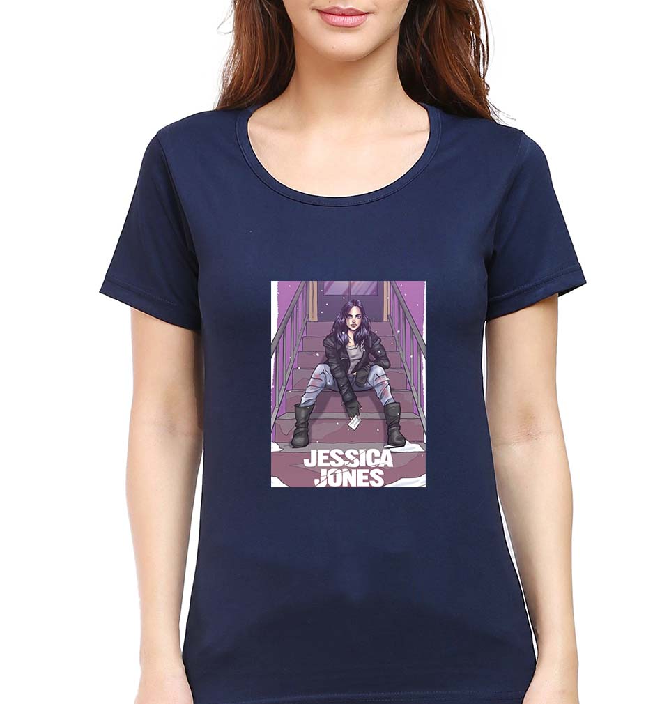 Jessica Jones T-Shirt for Women-Navy Blue-Ektarfa.online