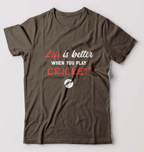 Load image into Gallery viewer, Play Cricket T-Shirt for Men-Olive Green-Ektarfa.online
