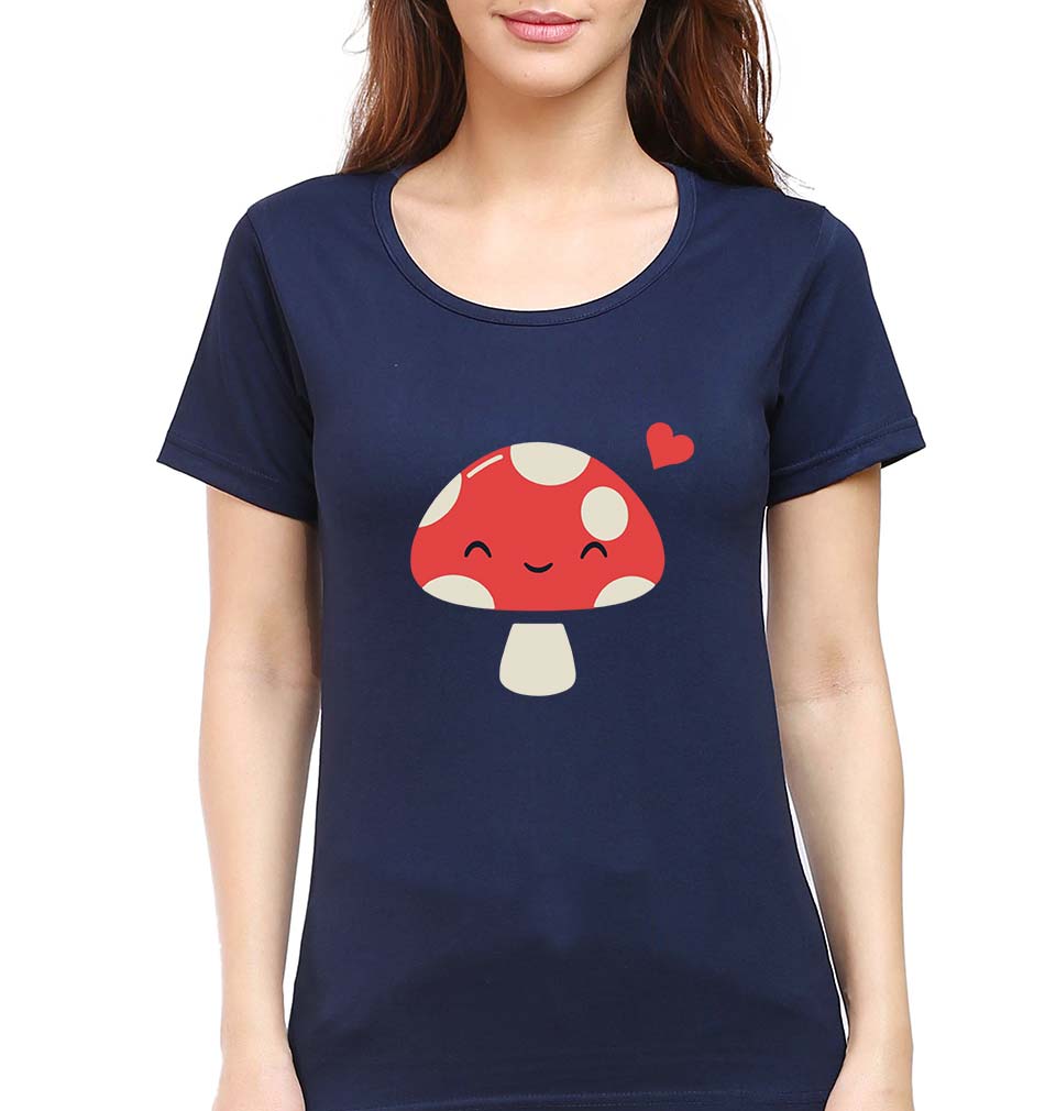 Mushroom T-Shirt for Women-Navy Blue-Ektarfa.online