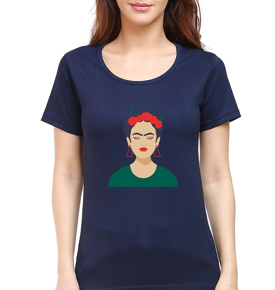 Frida Kahlo T-Shirt for Women-XS(32 Inches)-Navy Blue-Ektarfa.online