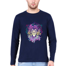 Load image into Gallery viewer, Psychedelic Lion Full Sleeves T-Shirt for Men-Navy Blue-Ektarfa.online
