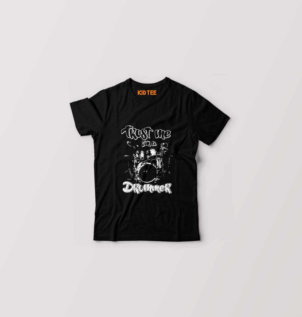 Drummer Kids T-Shirt for Boy/Girl-Black-Ektarfa.online