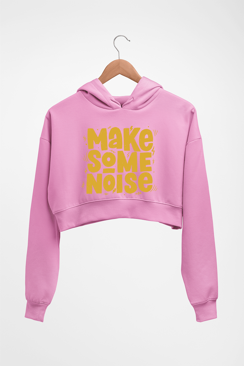 Make Some Noise Crop HOODIE FOR WOMEN-Light Baby Pink-Ektarfa.online