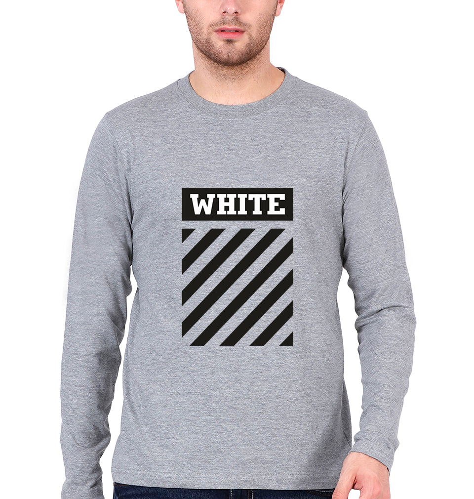 off white Full Sleeves T-Shirt for Men-Grey Melange-Ektarfa.online
