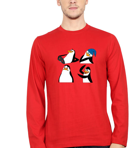 Penguins of Madagascar Full Sleeves T-Shirt for Men-Red-Ektarfa.online
