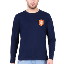 Load image into Gallery viewer, Netherlands Football Full Sleeves T-Shirt for Men-S(38 Inches)-Navy Blue-Ektarfa.online
