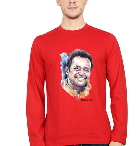 Leander Paes Full Sleeves T-Shirt for Men-Red-Ektarfa.online