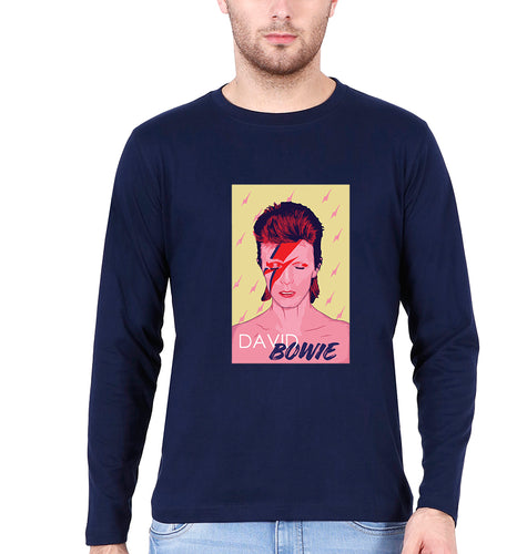 David Bowie Full Sleeves T-Shirt for Men-Navy Blue-Ektarfa.online
