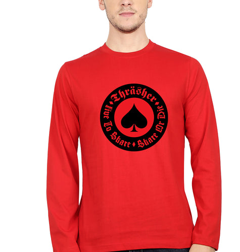 Thrasher Full Sleeves T-Shirt for Men-S(38 Inches)-Red-Ektarfa.online