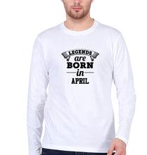 Load image into Gallery viewer, Legends are Born in April Full Sleeves T-Shirt for Men-White-Ektarfa.online
