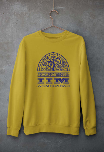 IIM Ahmedabad Unisex Sweatshirt for Men/Women-S(40 Inches)-Mustard Yellow-Ektarfa.online