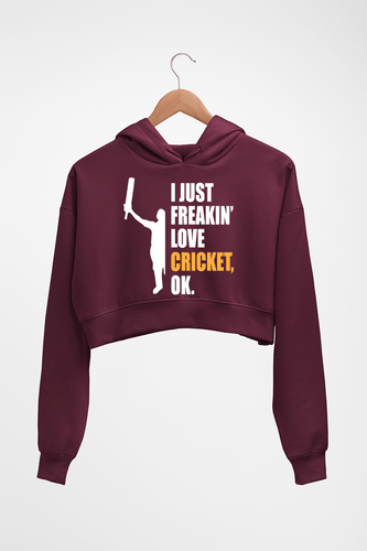 Love Cricket Crop HOODIE FOR WOMEN-Maroon-Ektarfa.online