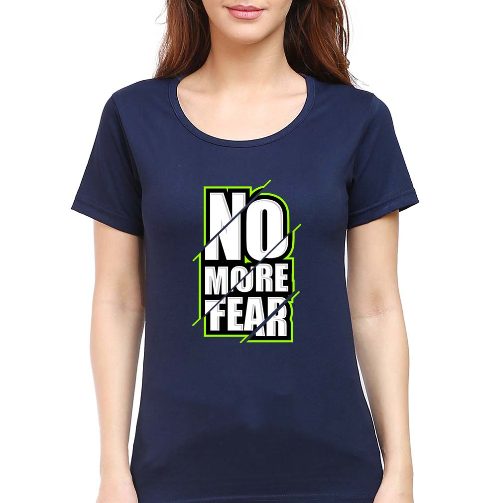 Fear T-Shirt for Women-XS(32 Inches)-Navy Blue-Ektarfa.online