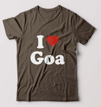 Load image into Gallery viewer, I Love Goa T-Shirt for Men-Olive Green-Ektarfa.online
