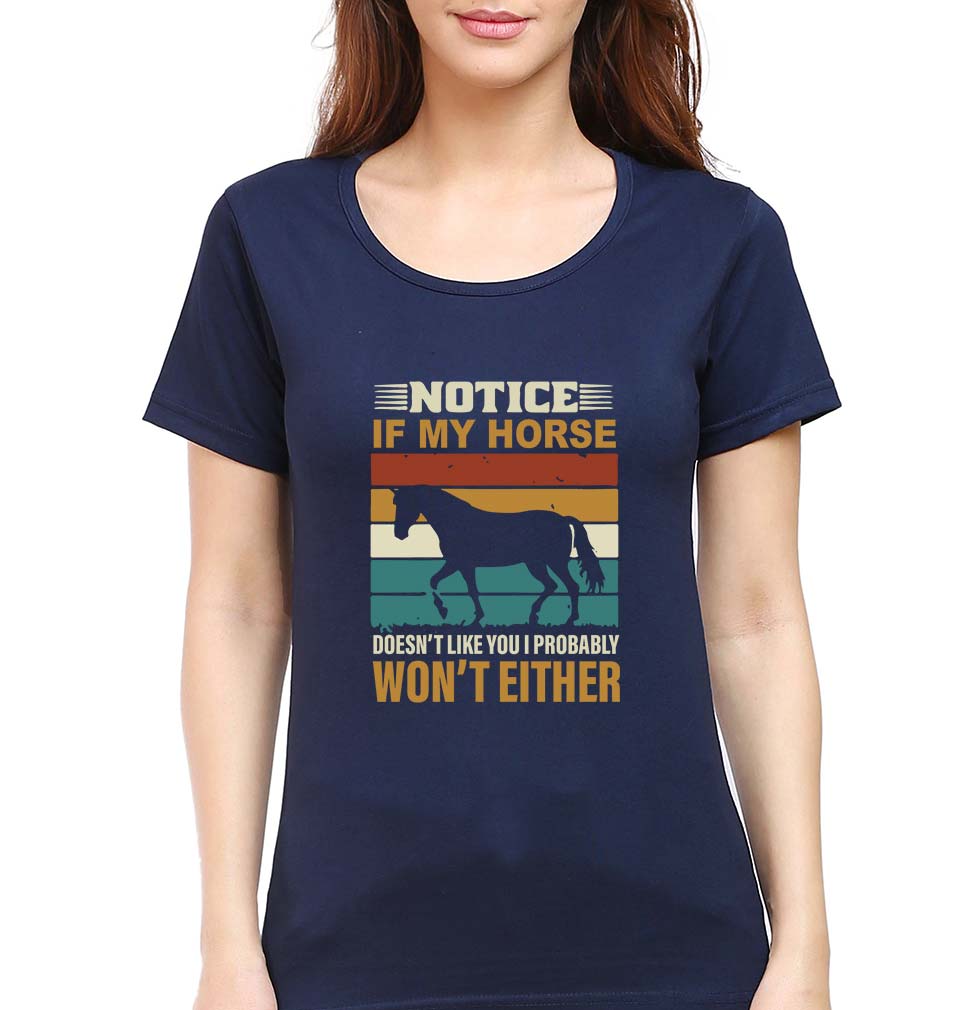 Horse T-Shirt for Women-Navy Blue-Ektarfa.online