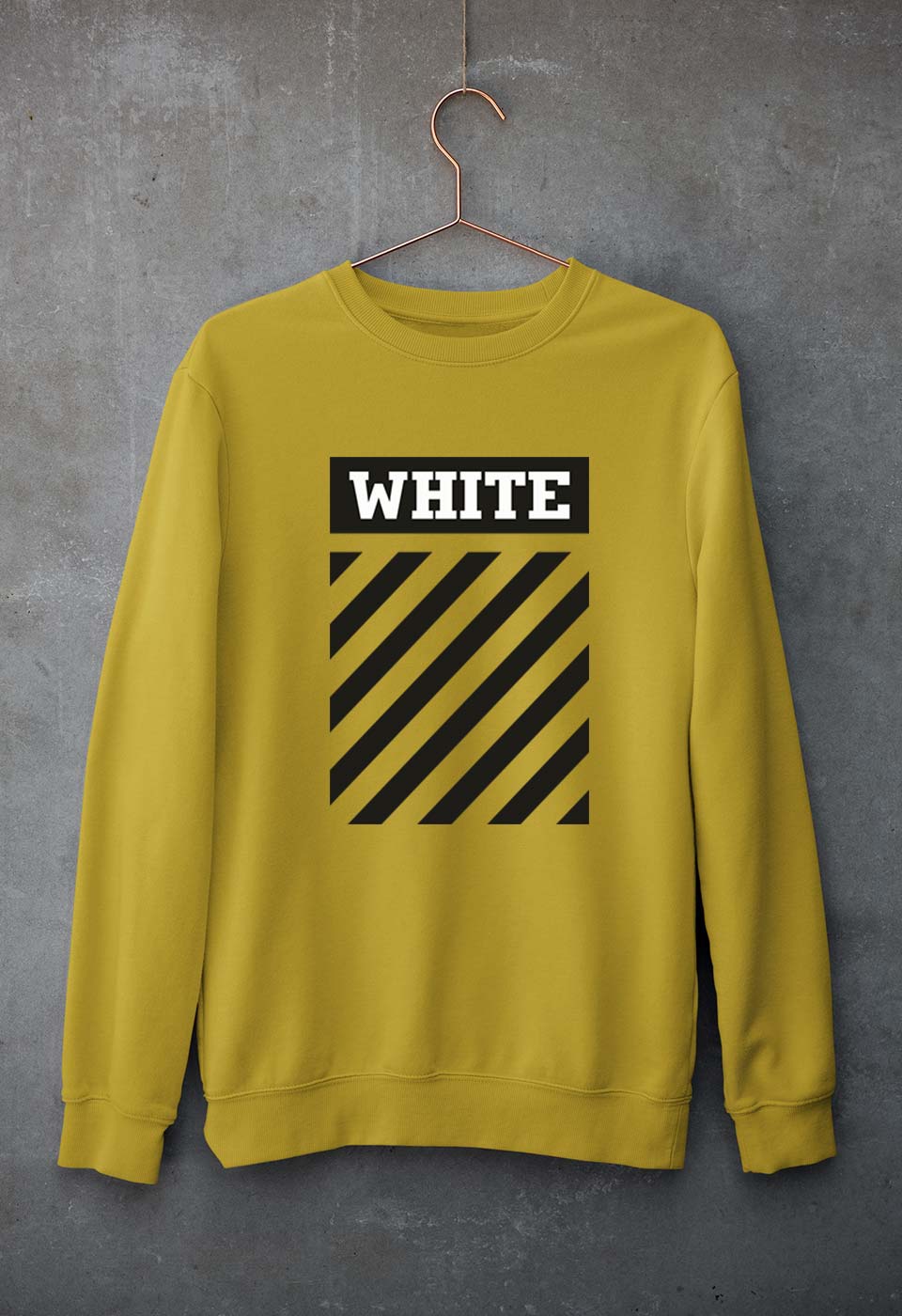 off white Unisex Sweatshirt for Men/Women-S(40 Inches)-Mustard Yellow-Ektarfa.online